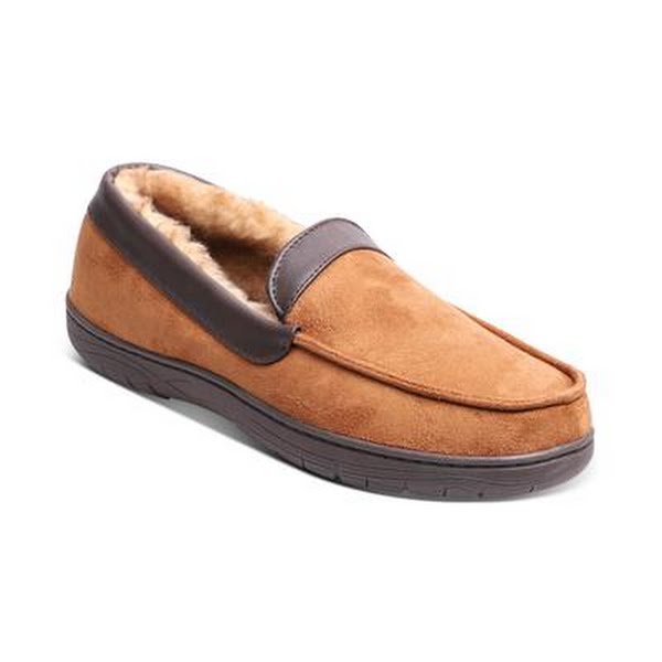 Haggar Men’s Faux-Shearling Venetian House Slippers, Large