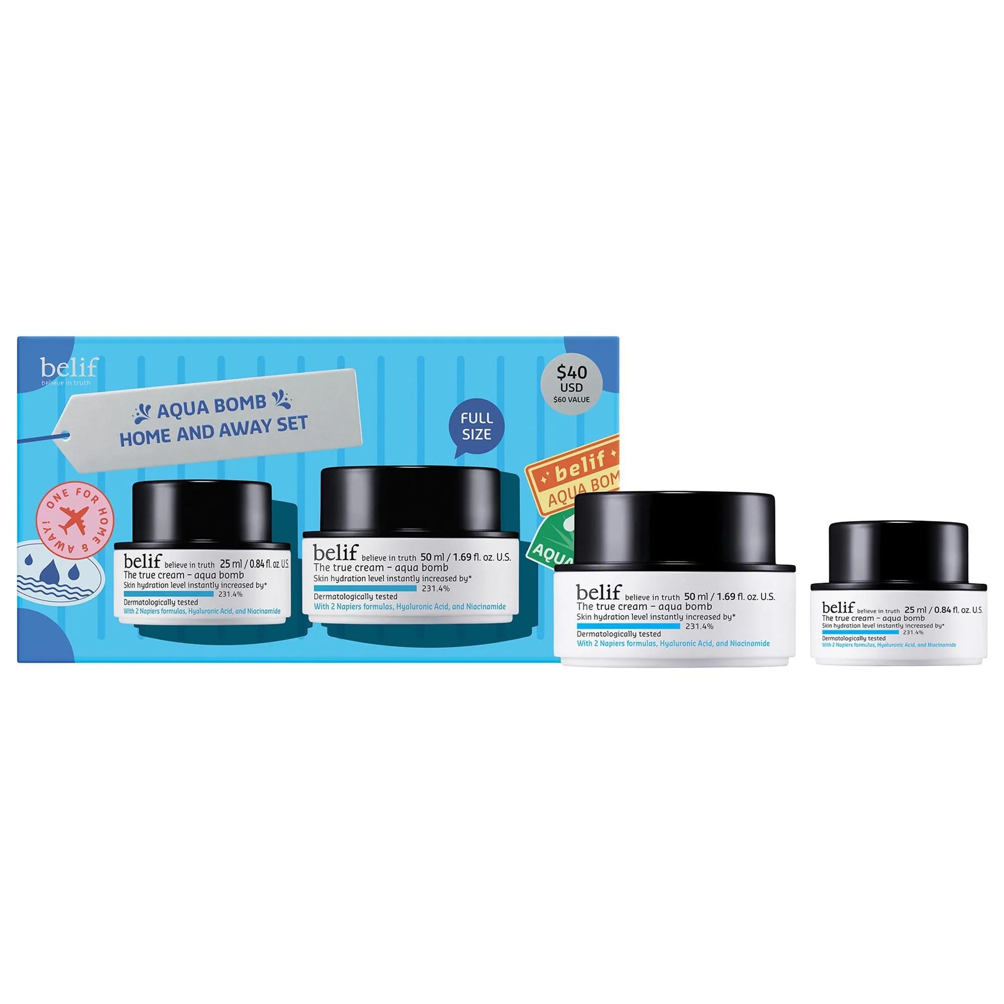 Aqua Bomb Skincare Set - Hydrating Moisturizer with Hyaluronic Acid &amp; Niacinamide