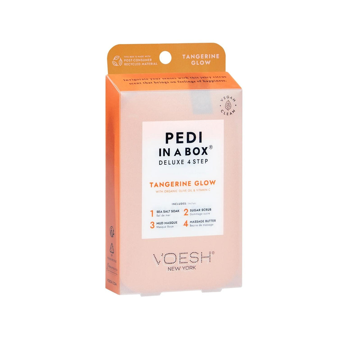 Voesh New York Deluxe Pedicure Kit - 4-Step Mandarin Scented Pedicure Set for At-Home Spa Experience