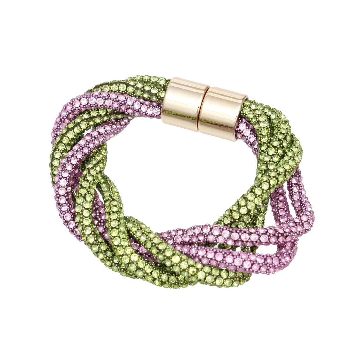 Sorority Vibrant Pink Green Twisted Tube Bracelet