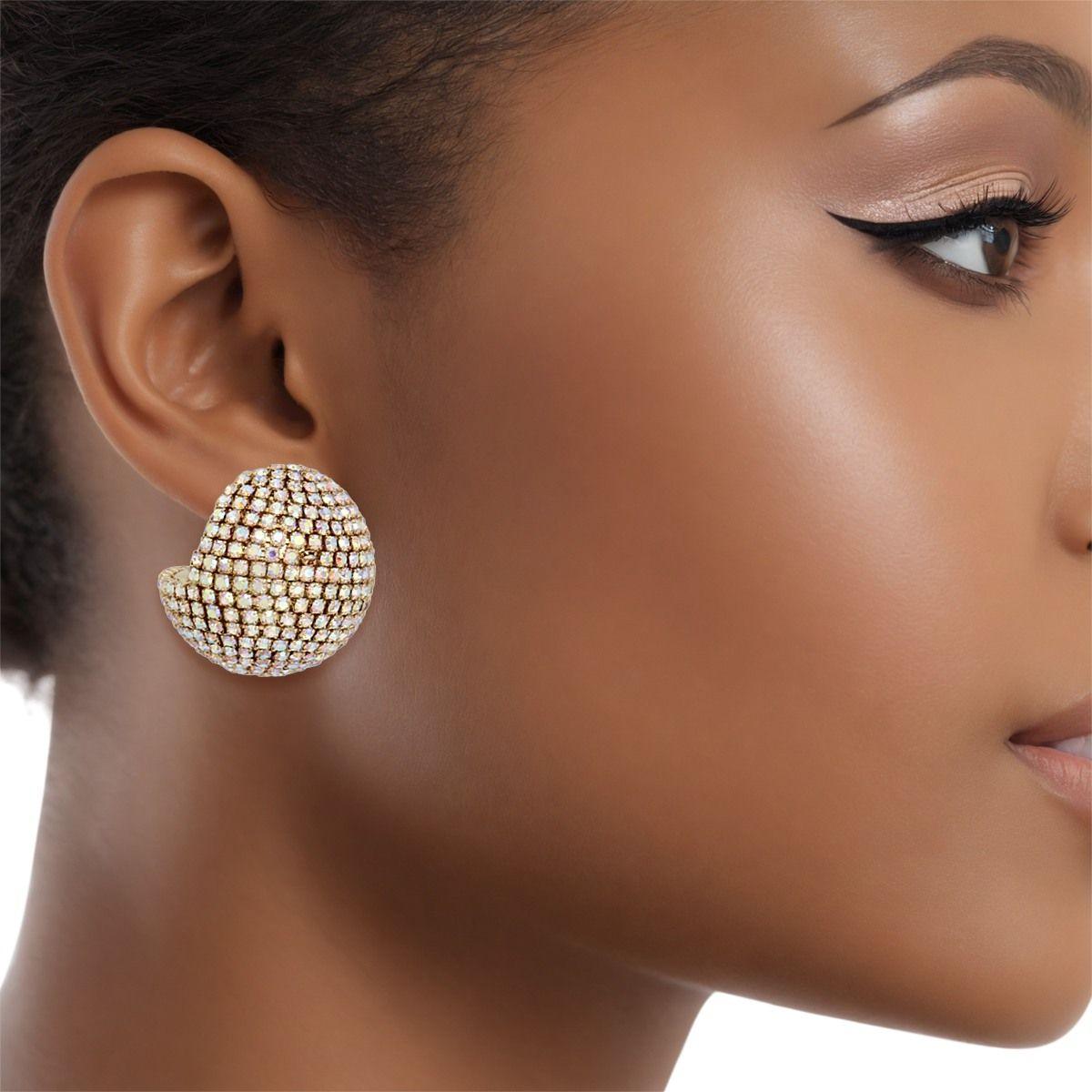Stud Disco Glam Radiant Aurbo Gold Sphere Earrings