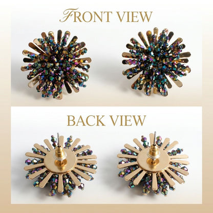 Stud Multicolor Cluster Gold Flower Petal Earrings