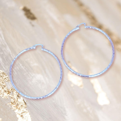 Hoop Classic 3 in Square Cut Silver Earrings Women