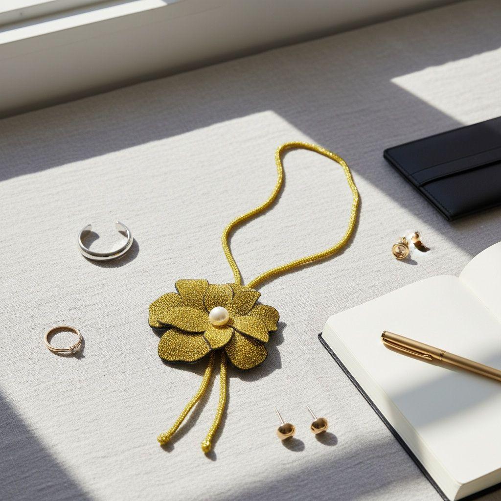 Long Y Brilliant Yellow Blooming Flower Necklace