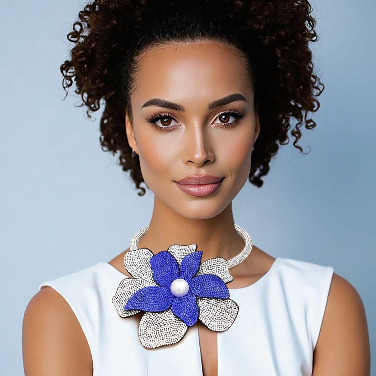 ZPB Handcrafted Brilliance Flower Choker Necklace