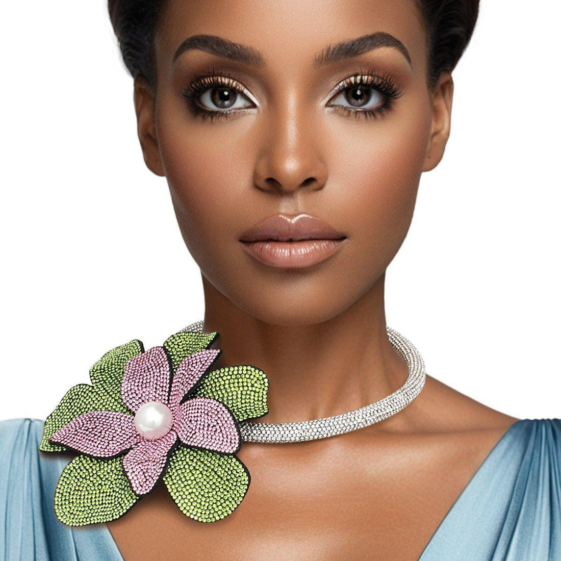 AKA Handcrafted Brilliance Flower Choker Necklace