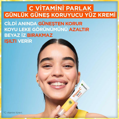 Garnier Daily Face Moisturizer with SPF50+ - Brightening Vitamin C Face Cream for Sensitive Skin