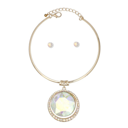 Choker Gold Formal Aurbo Round Radiant Pendant