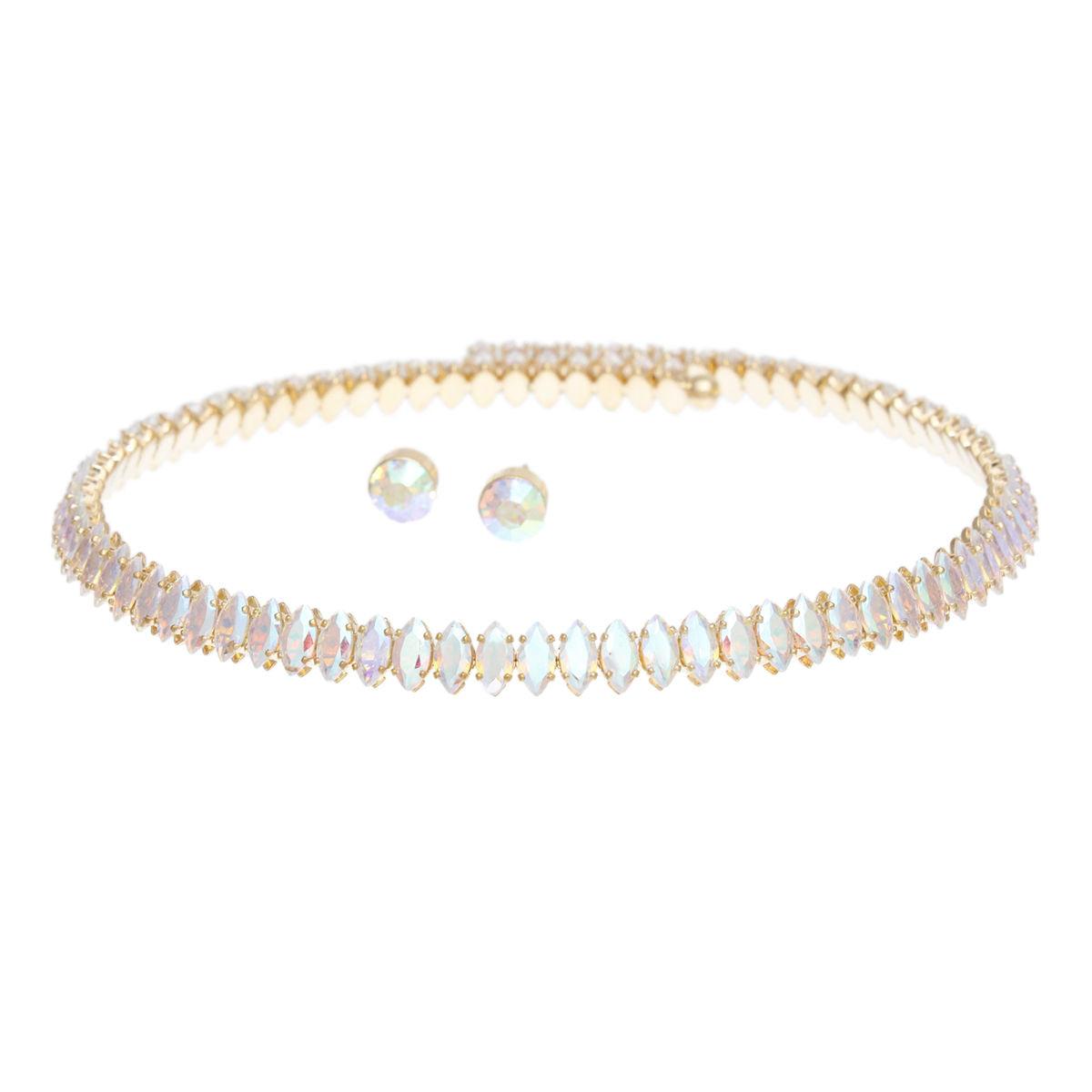 Choker Gold Memory Wire Aurbo Marquise Necklace