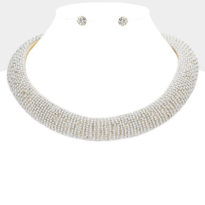 Collar Gold Pearl Stone Torque Necklace for Women