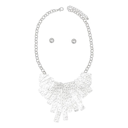 Bib Rigid Silver Oversized Metal Bar Plate Necklace