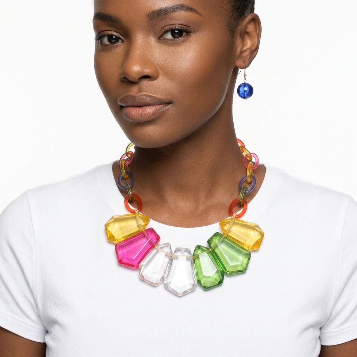 Multicolor Acrylic Bead Collar Necklace Set