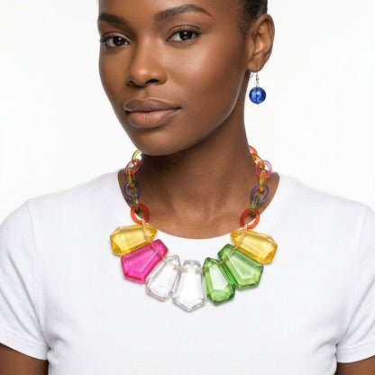 Multicolor Acrylic Bead Collar Necklace Set
