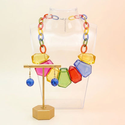 Multicolor Acrylic Bead Collar Necklace Set