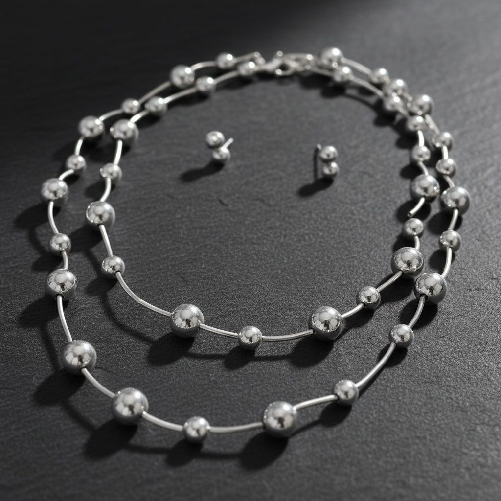 Convertible Stretch Silver Bead 60 inch Necklace