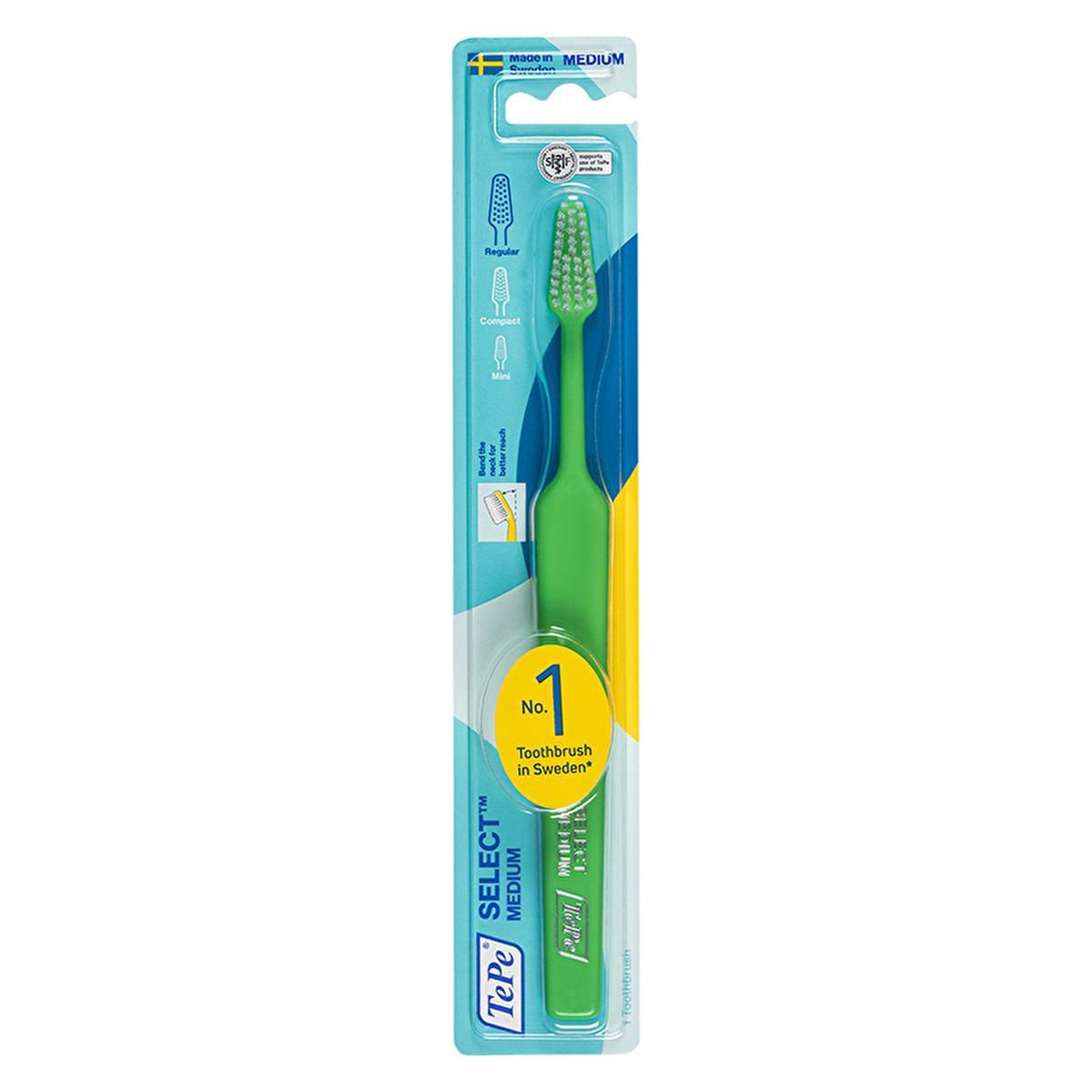 Tepe Select Medium Manual Toothbrush - Conical Bristle for Effective Interdental Cleaning, Ergonomic Handle