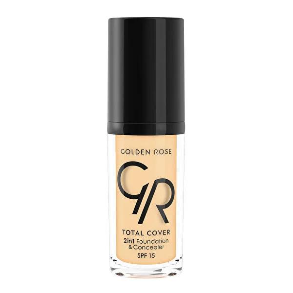 Golden Rose Total Cover 2-in-1 Foundation &amp; Concealer - High Coverage, Vitamin E, SPF 15