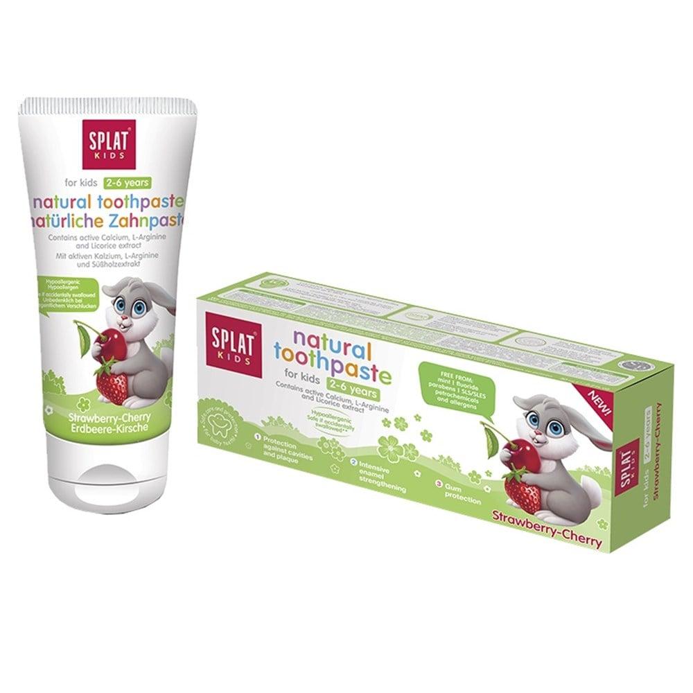 Splat Kids Natural Toothpaste for Children - Strawberry &amp; Cherry Flavor, 50ml, Chemical-Free &amp; Effective