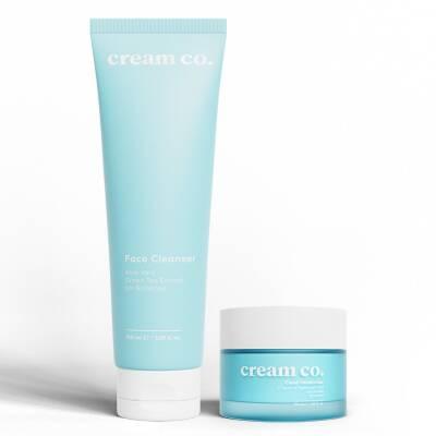Cream Co. Vegan Skincare Set - Gentle Face Cleanser &amp; Moisturizer for Sensitive Skin
