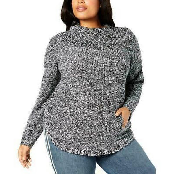 Style &amp; Co. Womens Marled Envelope Neck Pullover Sweater