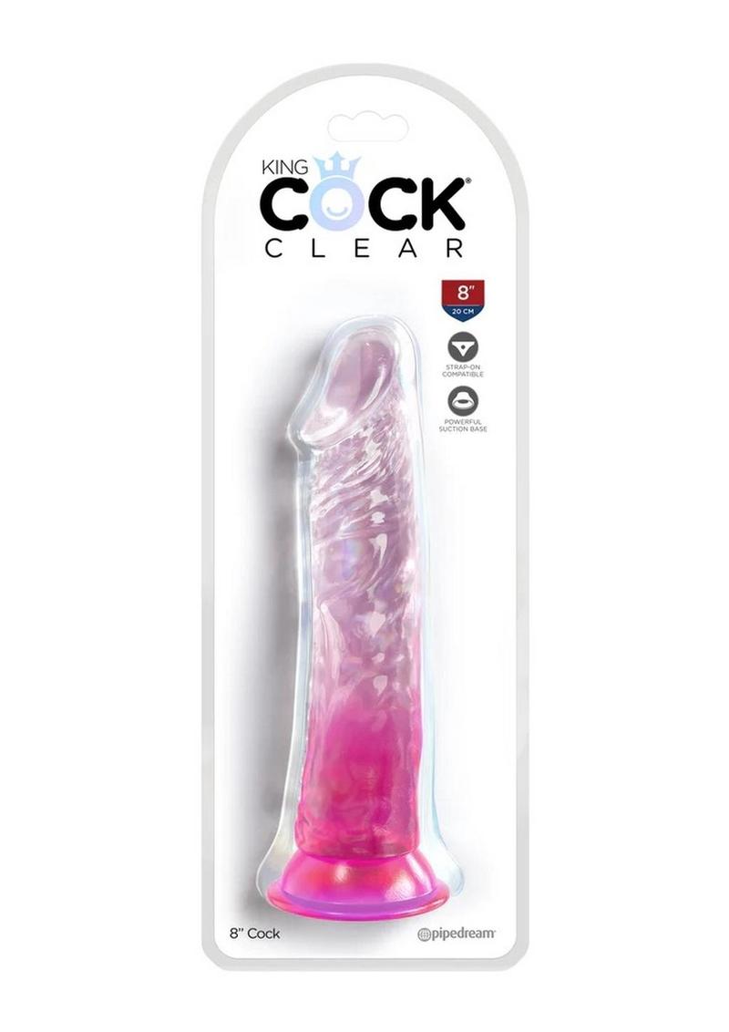 King Cock Clear 8 Inch Dildo with Suction Base Realistic And Strap-On