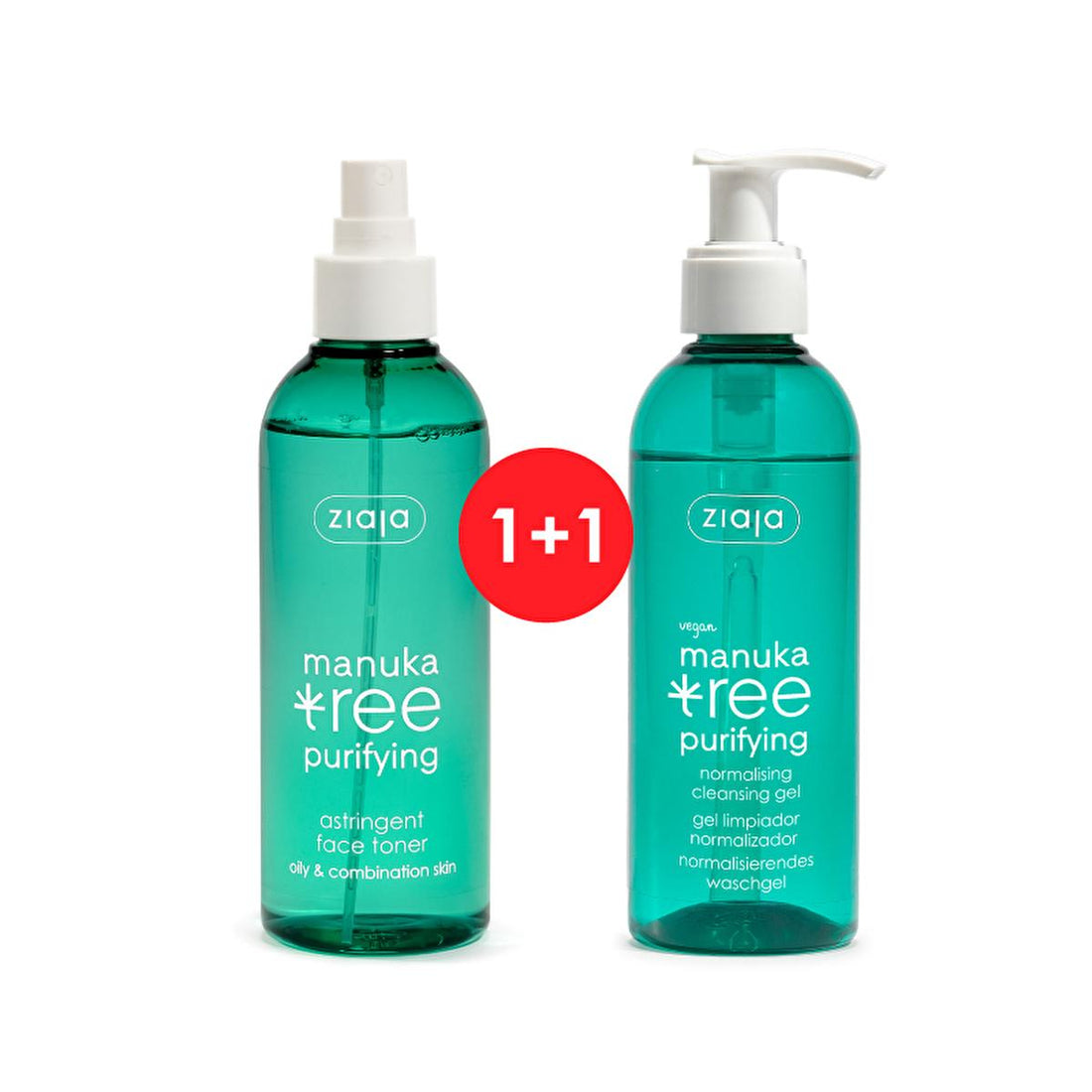 Ziaja Manuka Tree Facial Toner &amp; Acne Cleansing Gel: Natural Blemish Treatment, Pore Reduction, and Oil Control for Acne-Prone &amp; Sensitive Skin