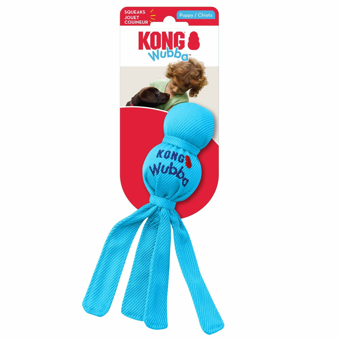 KONG Wubba Dog Toy – Interactive Squeaky Tug &amp; Fetch Toy for Dogs (Assorted Colors, 1 Count)