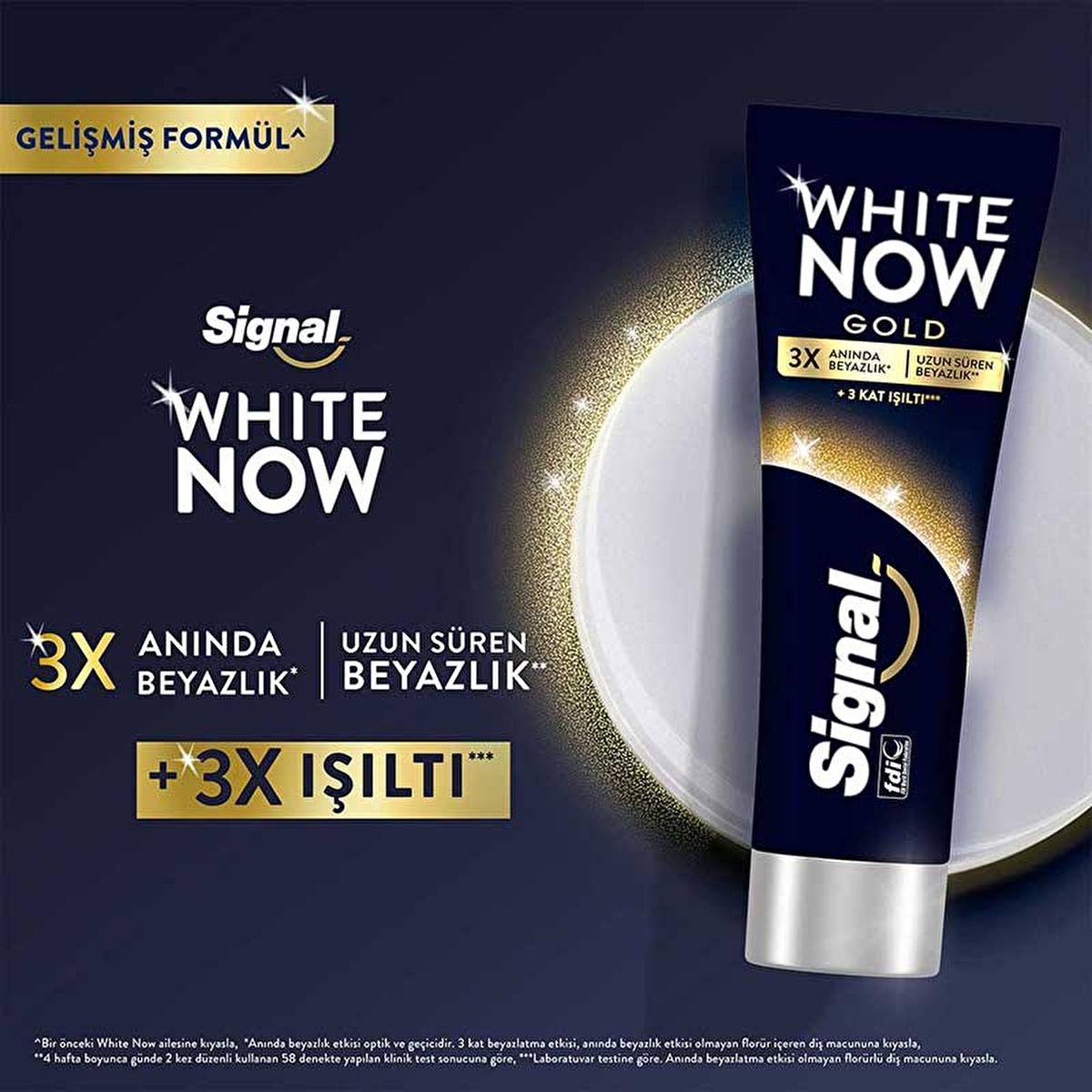 Signal White Now: 3X Whitening Toothpaste - Extra Fresh &amp; Gold - Stain Removal, Fluoride Protection - Fresh Breath, Confident Smile