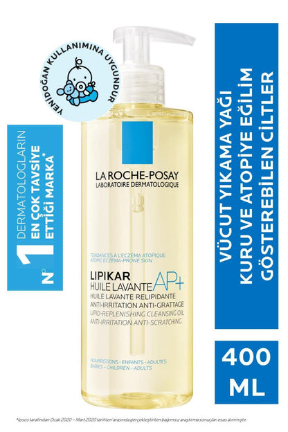 La Roche-Posay Lipikar AP+ Cleansing Oil for Sensitive Skin, Hypoallergenic &amp; Moisturizing, 13.53 fl oz