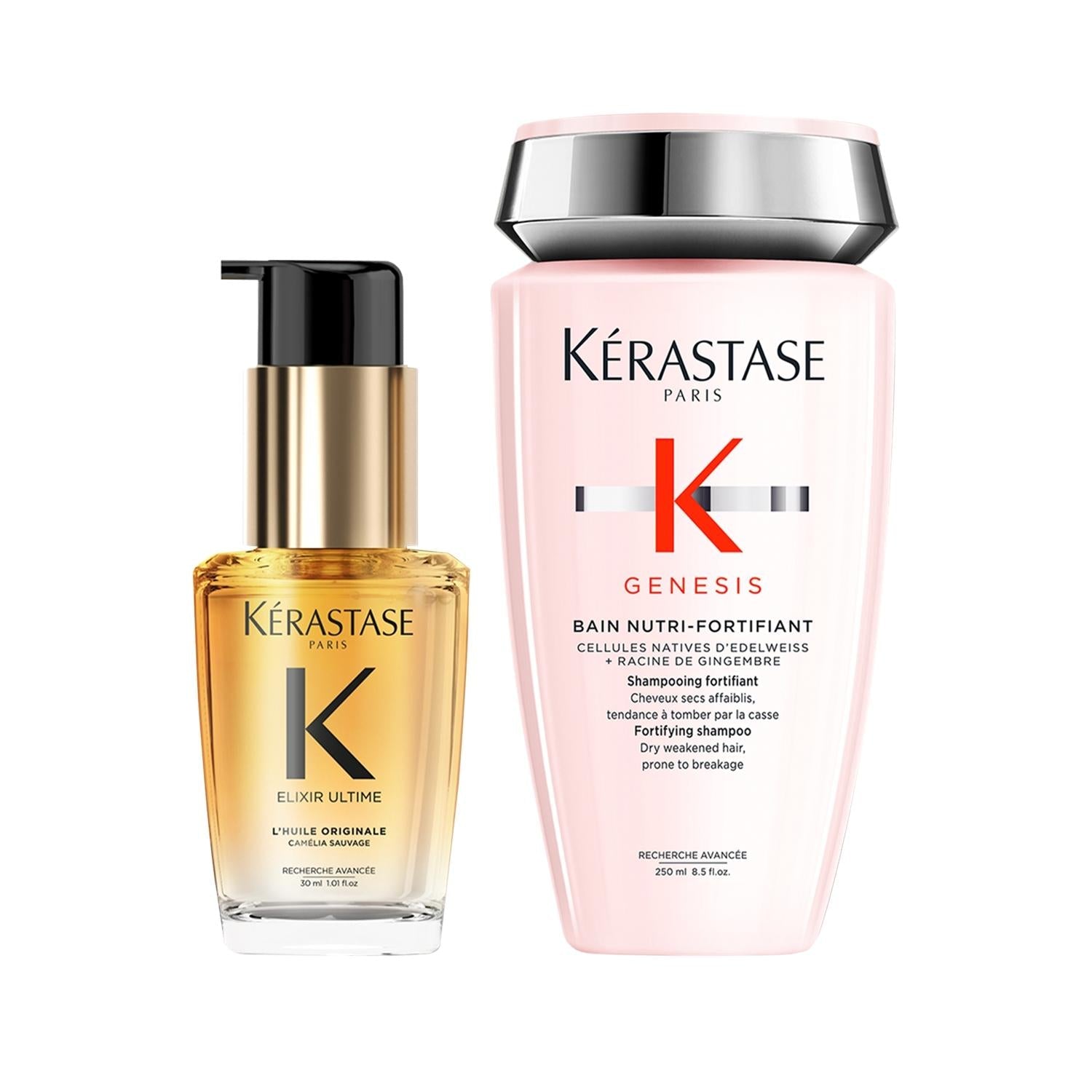 Kerastase Elixir &amp; Genesis Hair Care Set: Reduce Hair Loss, Strengthen &amp; Thicken Hair - Premium Anti-Hair Fall Treatment