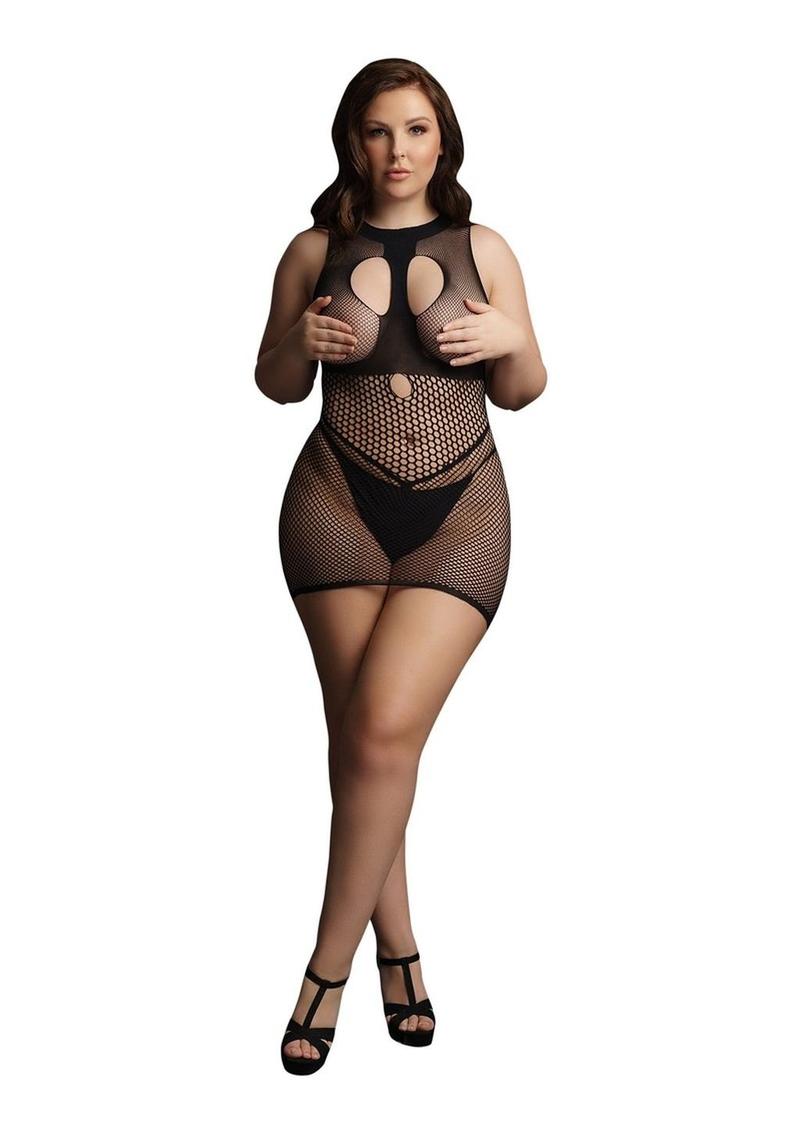 Le Désir Duo Net Open Cup Mini Dress Seductive Fishnet