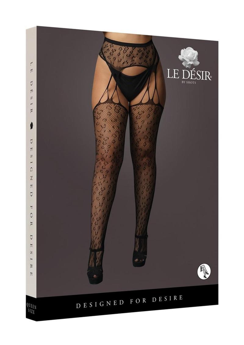 Le Désir Leopard Suspender And Pantyhose Set Queen Size