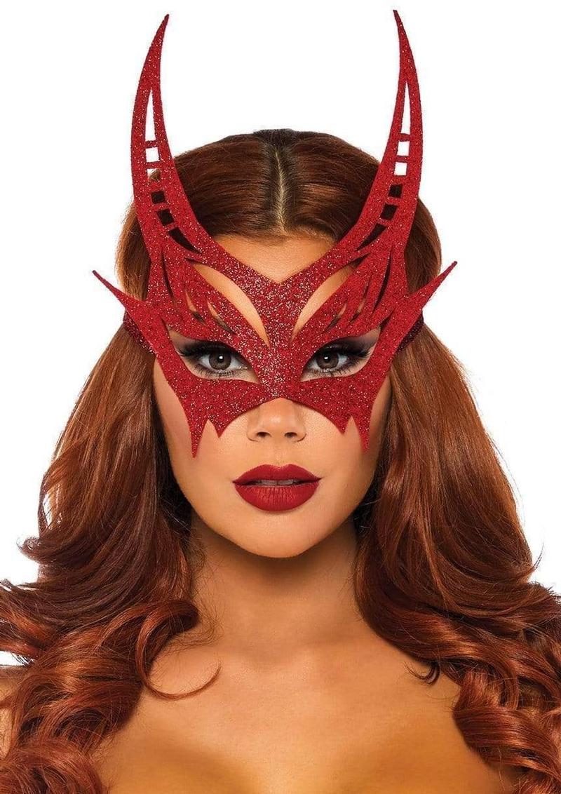 Leg Avenue Glitter Devil Mask - Red