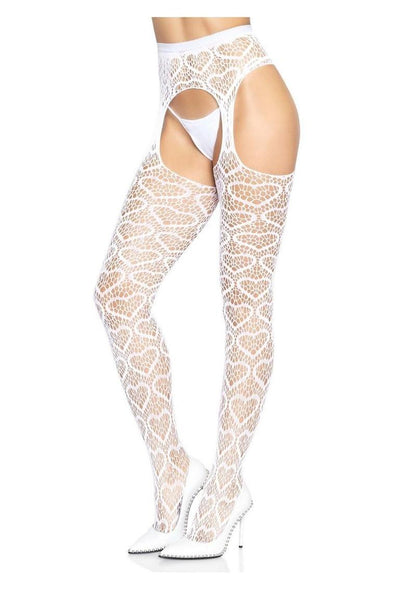 Leg Avenue Heart Net Suspender Hose For Comfortable Fit