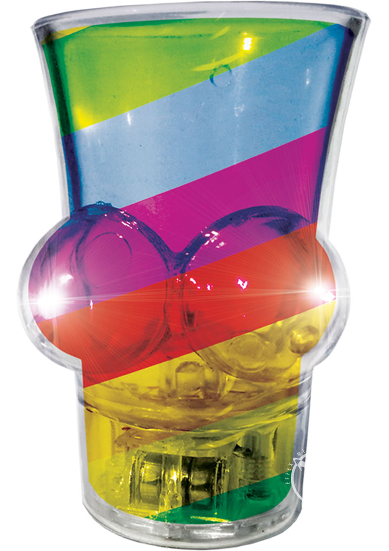 Light Up Rainbow Boobie Shot Glass Pulsating Colorful Fun