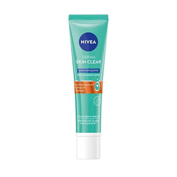 Nivea Derma Skin Clear Exfoliating Night Cream - Anti-Acne, Glycolic Acid &amp; Salicylic Acid Nightly Treatment for Acne-Prone Skin