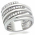 Ezra LO2075 rhodium brass ring with AAA grade clear cubic zirconia, showcasing a sparkling, elegant jewelry design.