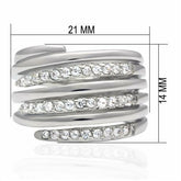 Ezra LO2075 rhodium brass ring with AAA grade clear cubic zirconia, showcasing a sleek, elegant design with sparkling stones.