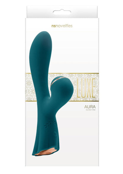 Luxe Aura Rechargeable Silicone Suction Vibe Teal Clitoral Stimulator