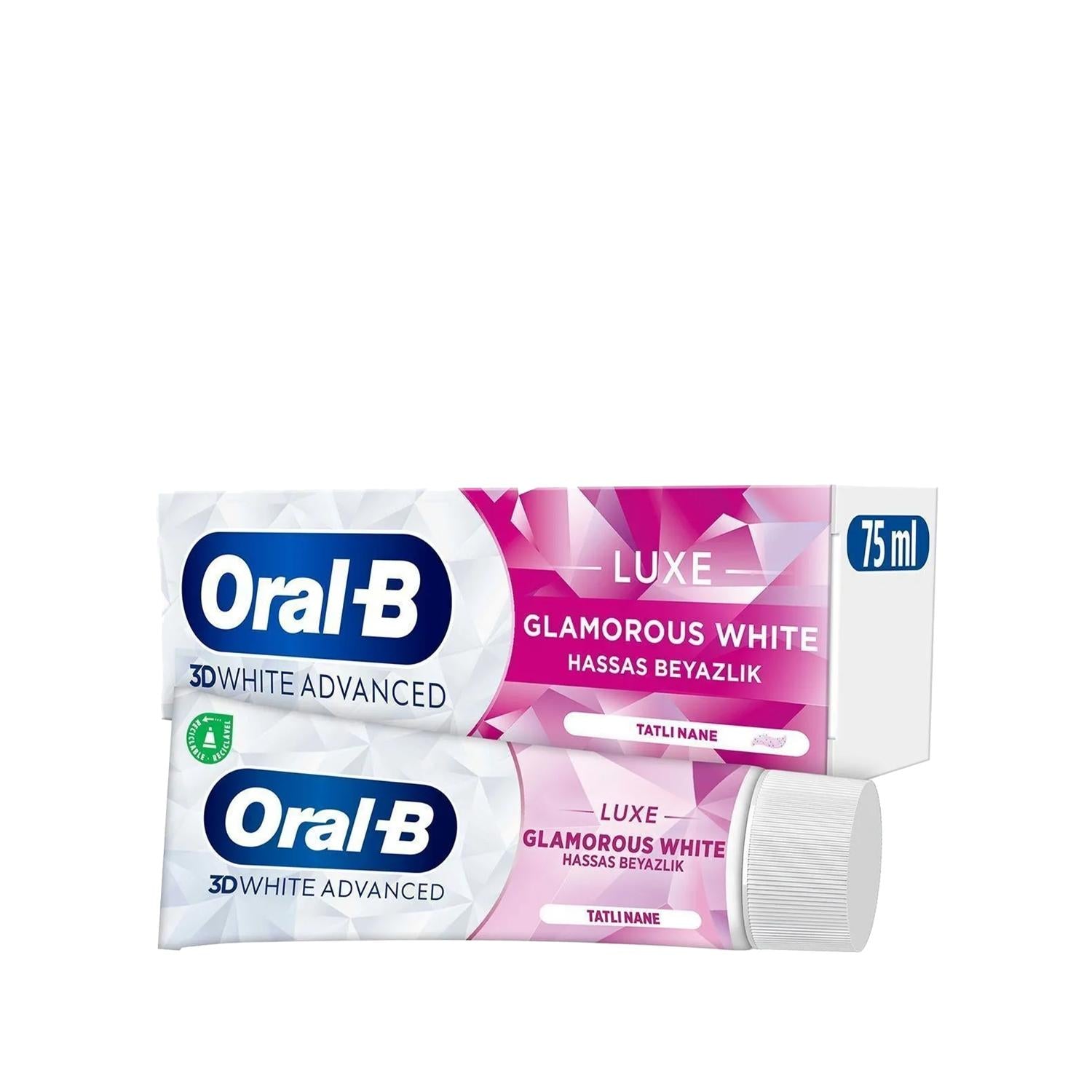 Oral-B 3D White Advanced Luxe Glamorous White Toothpaste - Whitening &amp; Advanced Oral Care - 75ml