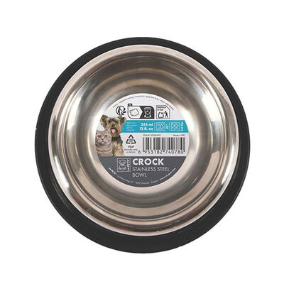 M-Pets Crock Stainless Steel Pet Bowl Non-Slip Base 355ml