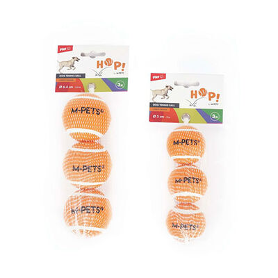M-Pets Hop Tennis Ball Dog Toy Durable Orange 3-Pack 6.4cm