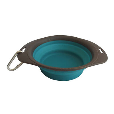 M-Pets Foldable Silicone Pet Travel Bowl for Food &amp; Water Blue 420ml