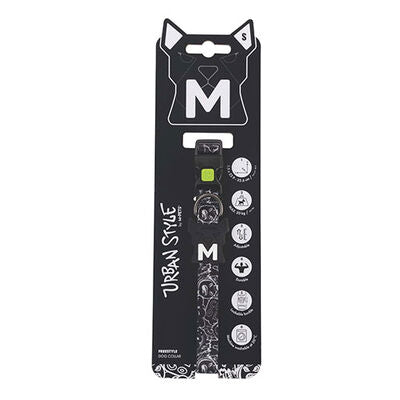M-Pets Urban Style Freestyle Dog Collar Black &amp; White Small