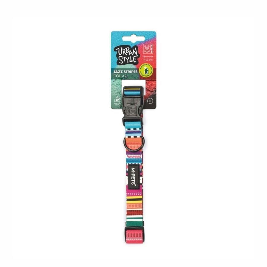 M-Pets Urban Style Jazz Stripes Dog Collar Large