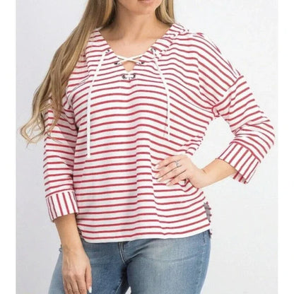 Style and Co Striped Lace-up Hoodie