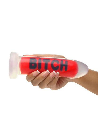 Master Series Bitch Silicone Dildo Bold Red &amp; Black Design