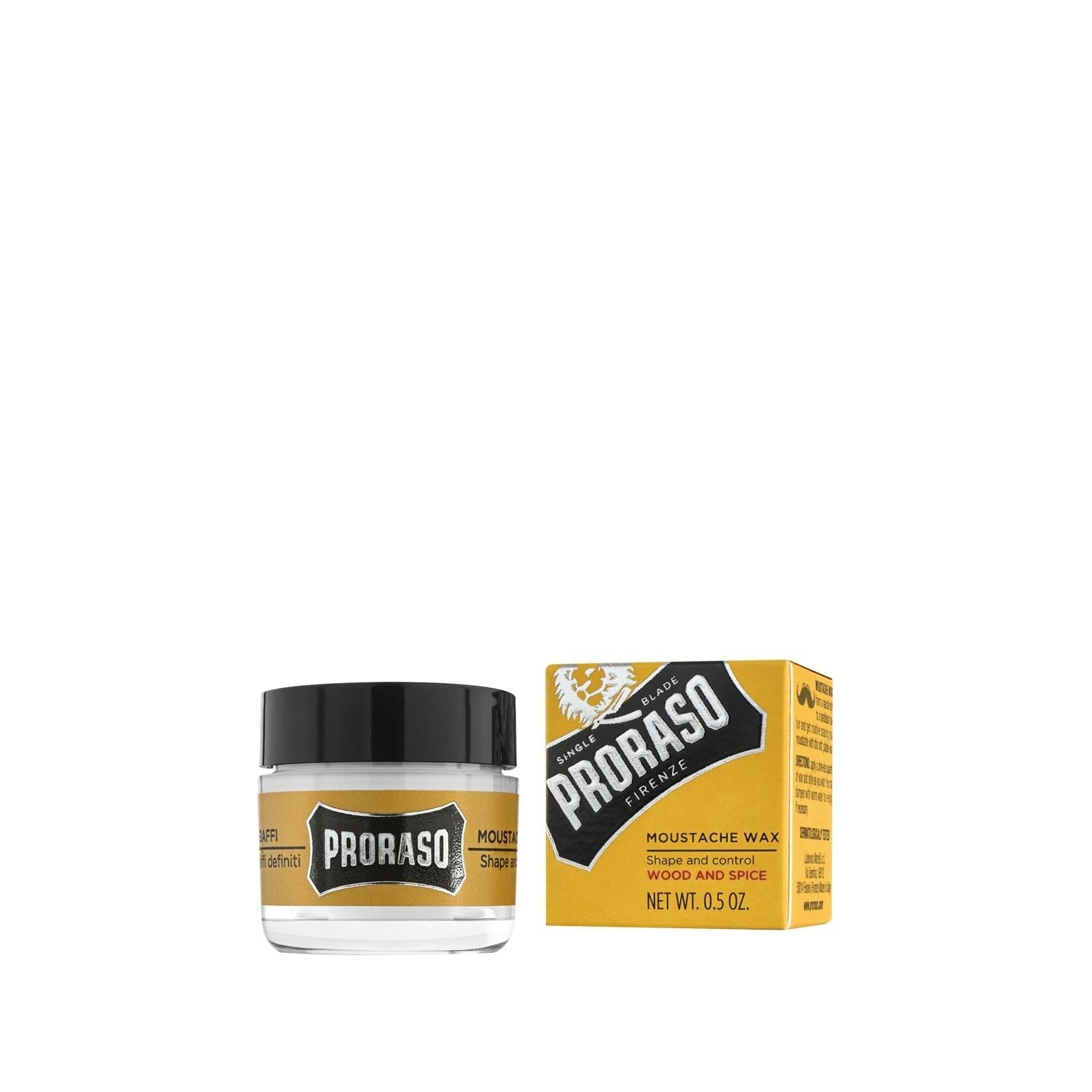Proraso Beard Wax for Men - Styling &amp; Shaping Mustache Wax, 0.51 fl oz