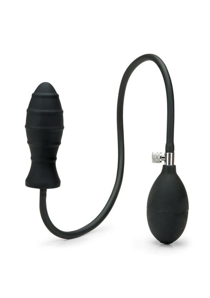 Me You Us Black Inflatable Anal Plug Soft Silicone Quick Release Valve