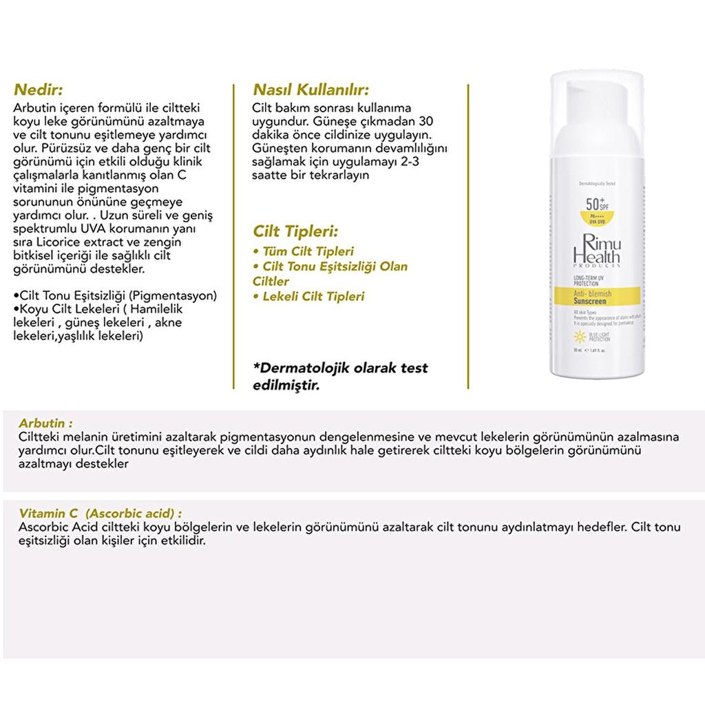 Rimu Health Brightening Arbutin Sunscreen SPF 50 ml